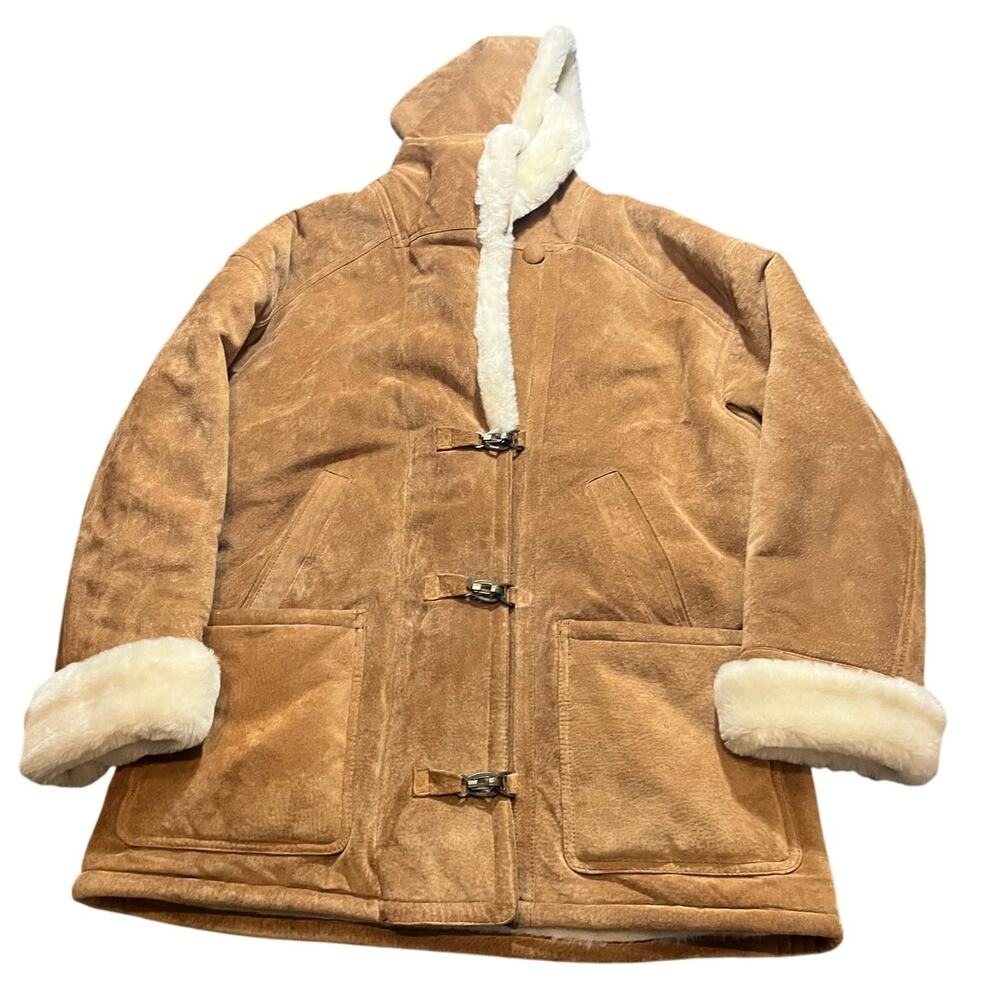Vintage Gallery Genuine Leather Faux Fur Lined Jacket Size Large Y2K‎ Womens